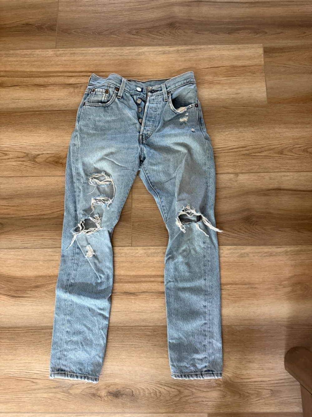 Levi's Light Blue Ripped Boyfriend Jeans